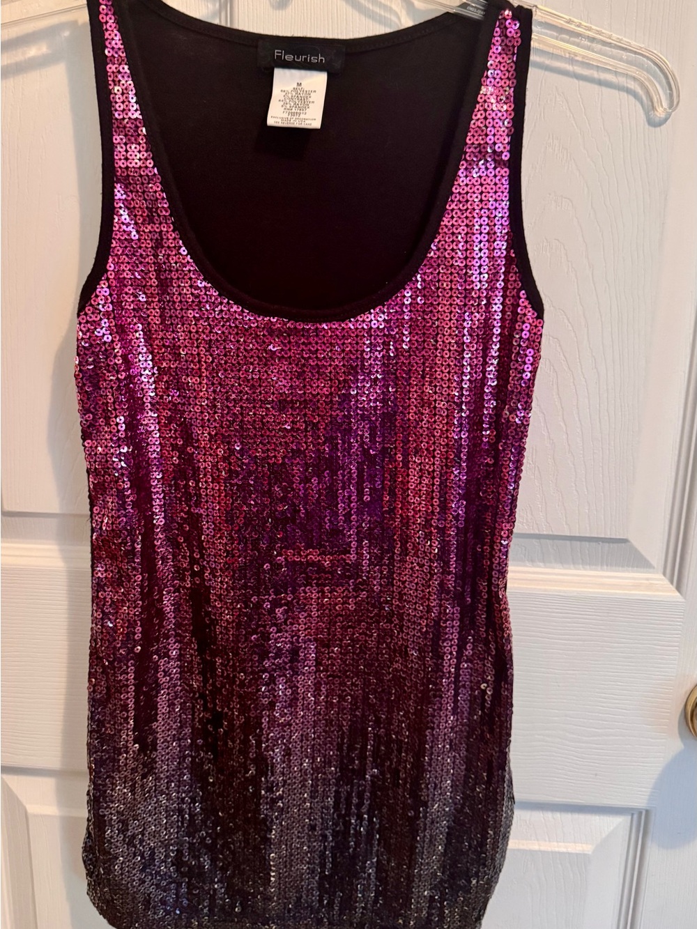 Fleurish Pink Sequin Scoop Neck Tank Top